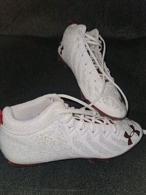 Under Armour Spotlight 4D Foam Soccer Cleats, White/Red, Used, Men's Size 11